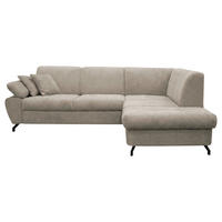 ECKSOFA CORA in Chenille Taupe  261/198 cm  - Taupe/Schwarz, Design, Textil/Metall (261/198cm) - MID.YOU