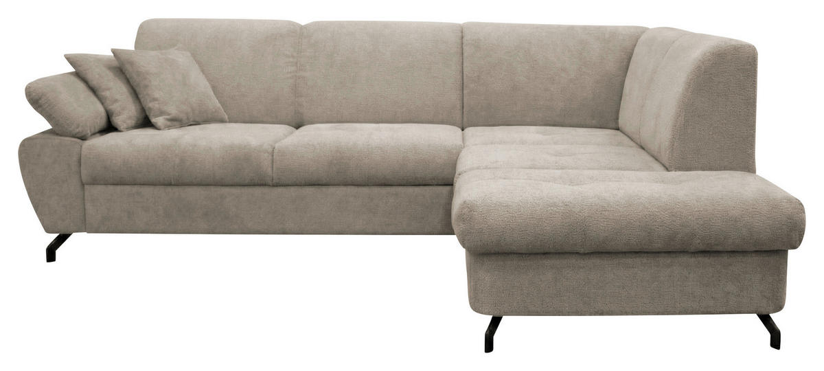ECKSOFA CORA in Chenille Taupe  261/198 cm  - Taupe/Schwarz, Design, Textil/Metall (261/198cm) - MID.YOU