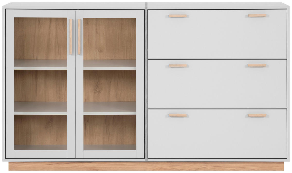 SIDEBOARD  in 161/94/40 cm  - Beige/Grau, KONVENTIONELL, Glas/Holzwerkstoff (161/94/40cm) - Livetastic