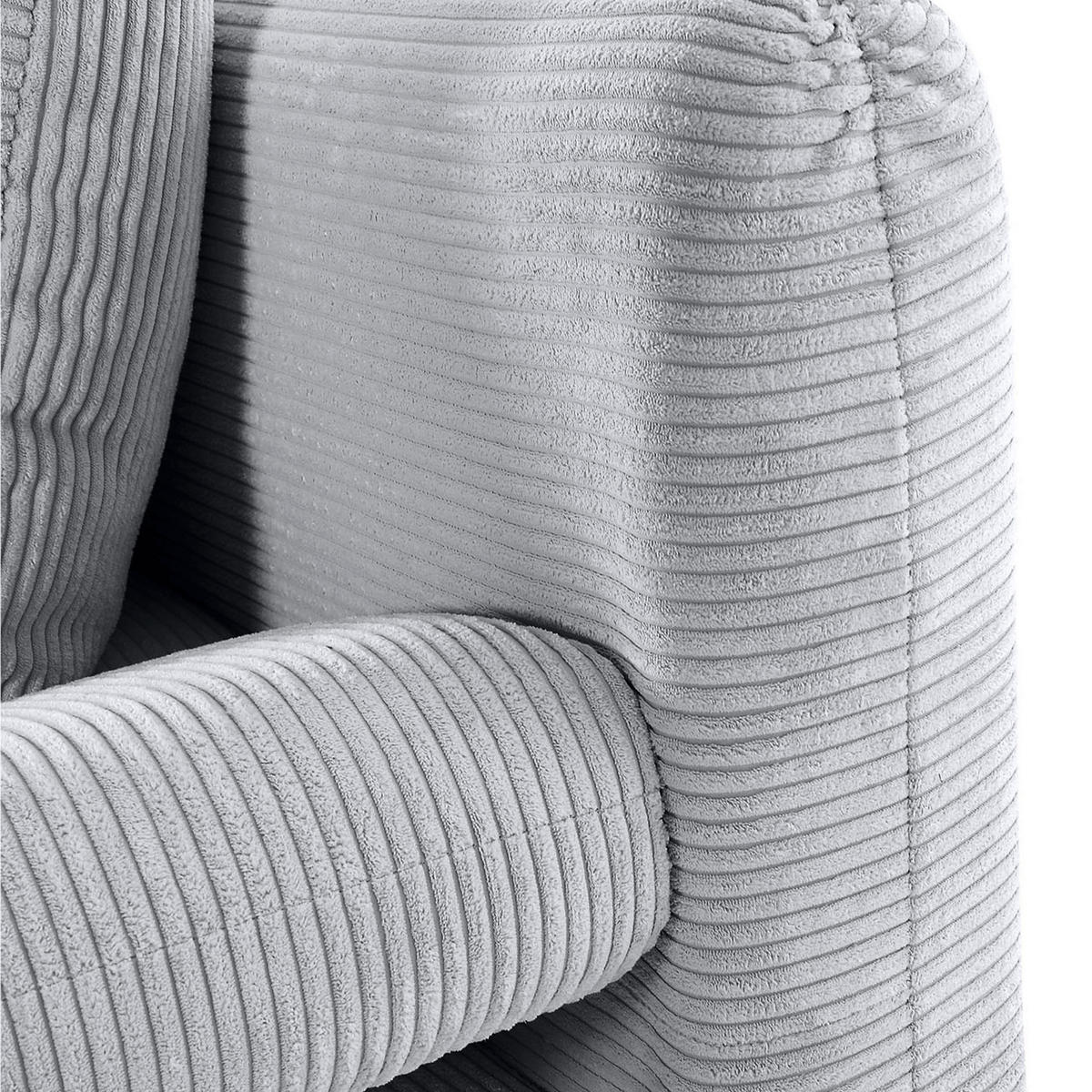 SCHLAFSOFA Cord Hellgrau  - Hellgrau/Schwarz, KONVENTIONELL, Textil/Metall (200/78/95cm) - home24