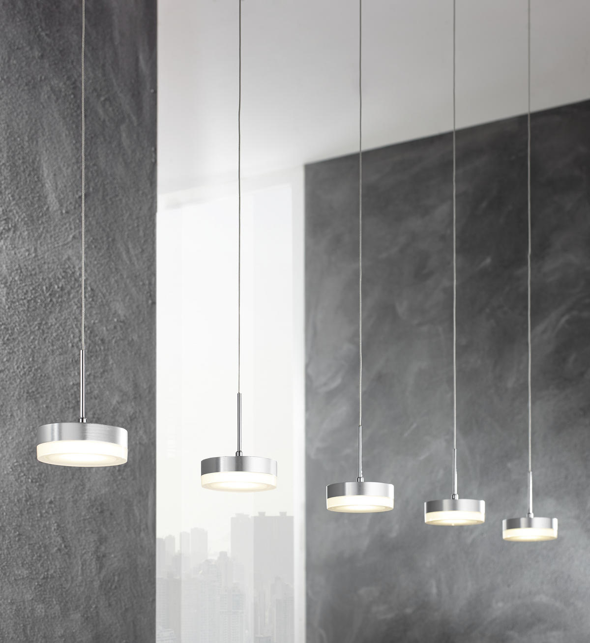 LED-HÄNGELEUCHTE 136/20/200 cm  - Alufarben/Weiß, LIFESTYLE, Kunststoff/Metall (136/20/200cm) - Fabas Luce