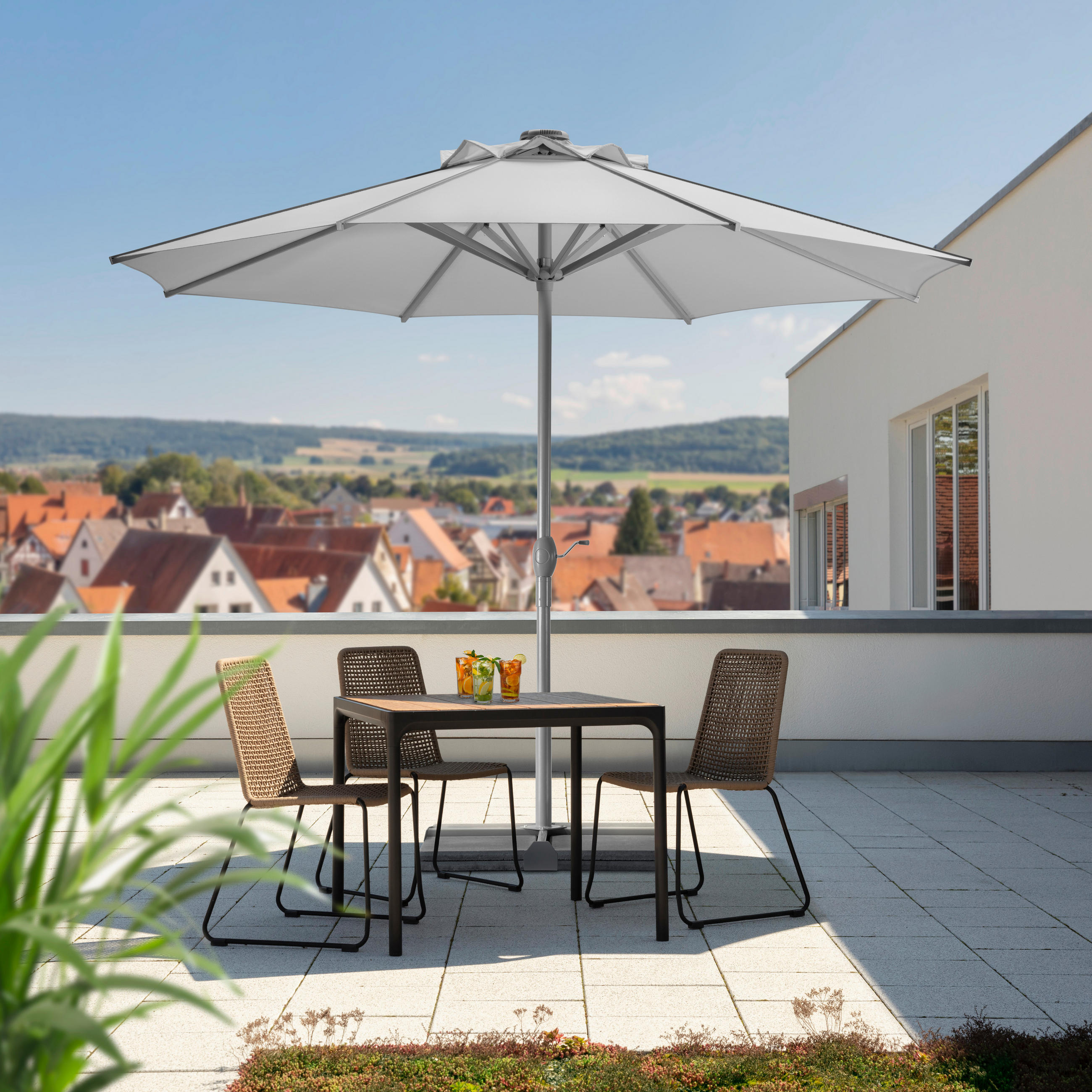 SONNENSCHIRM   - Silberfarben, Basics, Textil/Metall (350/275/350cm) - Schneider