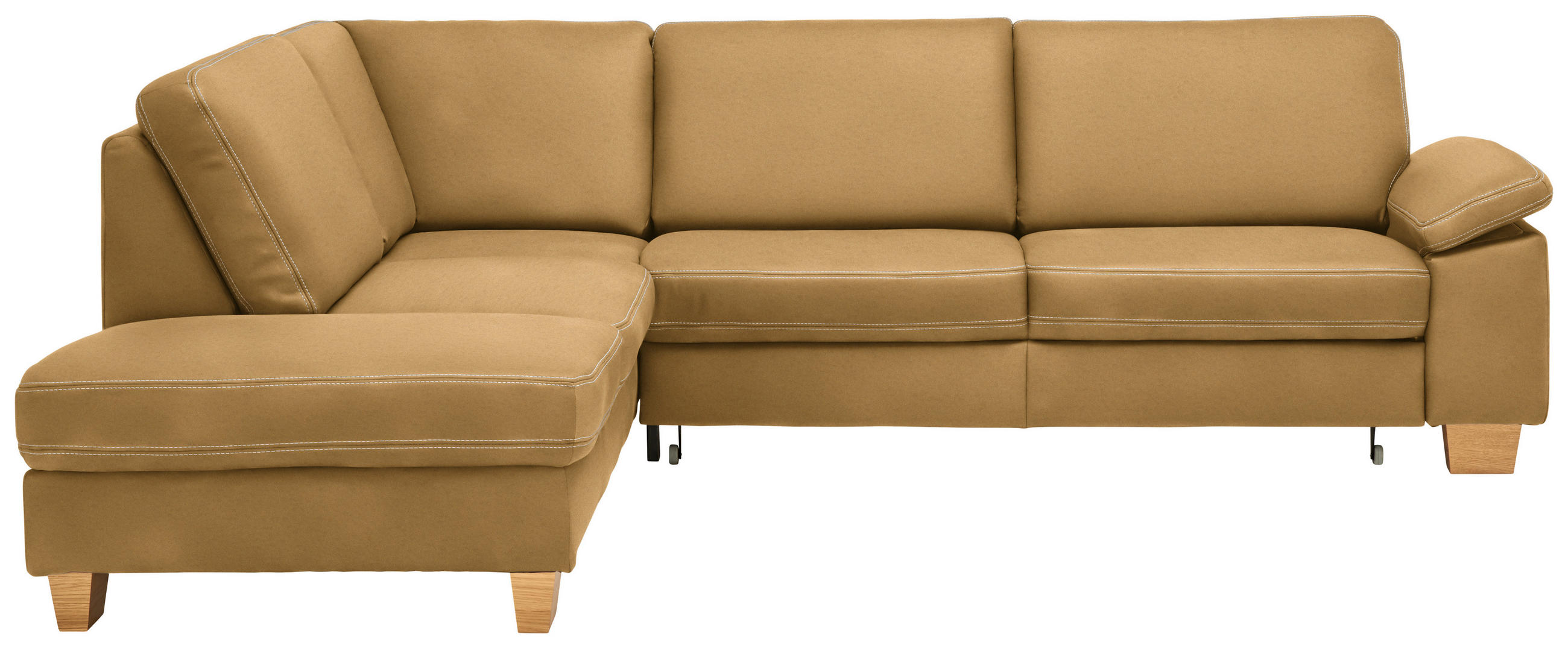 ECKSOFA  in Echtleder Currygelb  235/274 cm  - Currygelb/Eichefarben, KONVENTIONELL, Leder/Holzwerkstoff (235/274cm) - Beldomo Premium