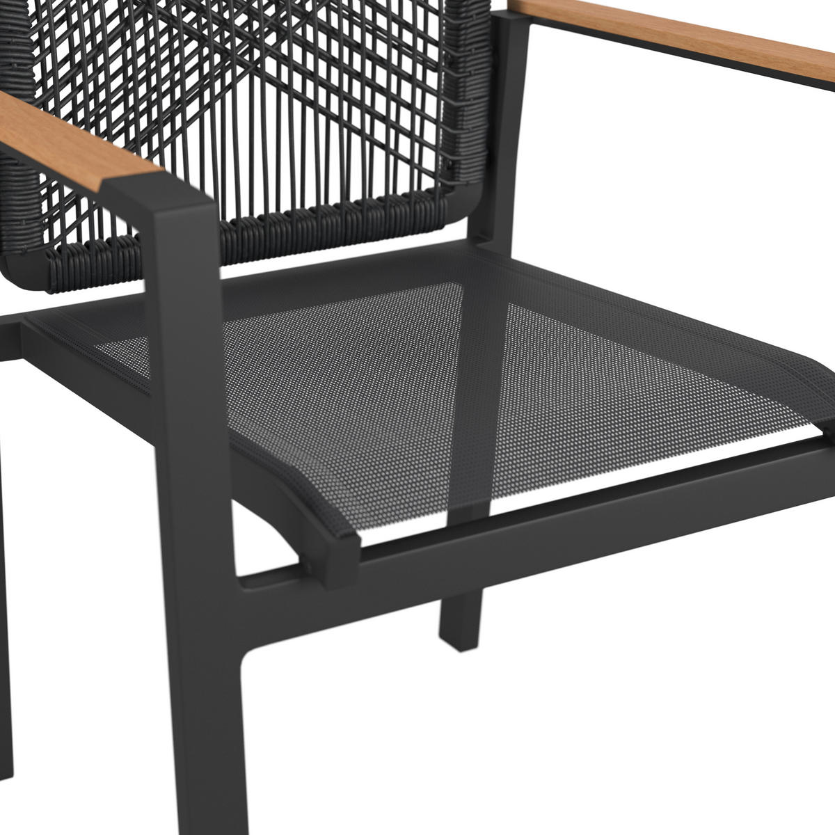 STAPELSESSEL in Holz, Metall, Kunststoff, Textil Dunkelgrau, Teakfarben  - Dunkelgrau/Teakfarben, ROMANTIK / LANDHAUS, Holz/Kunststoff (57/90/62cm) - Ambia Garden