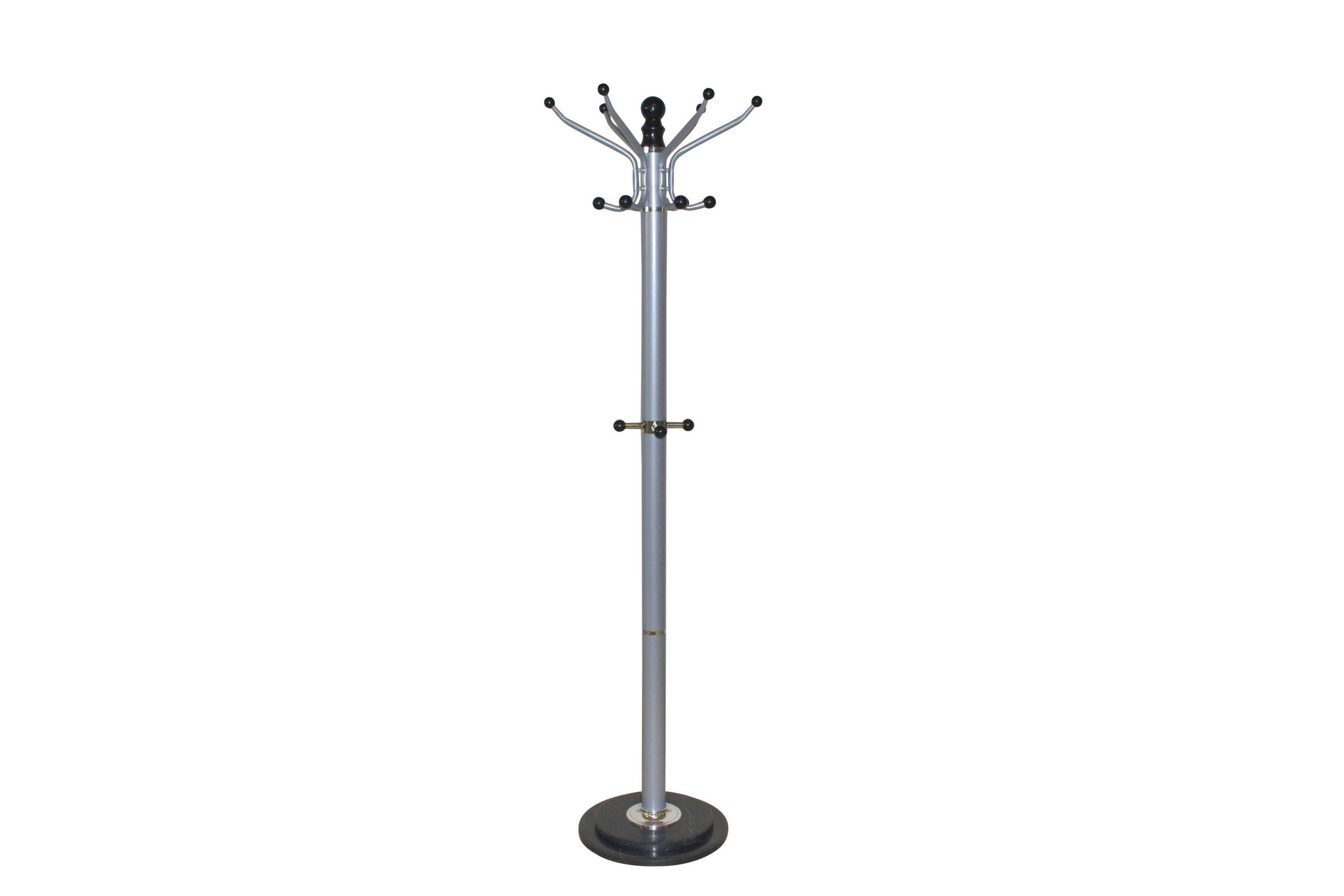 GARDEROBENSTÄNDER in Schwarz, Alufarben   - Schwarz/Alufarben, Design, Stein/Metall (47/47/176cm) - MID.YOU