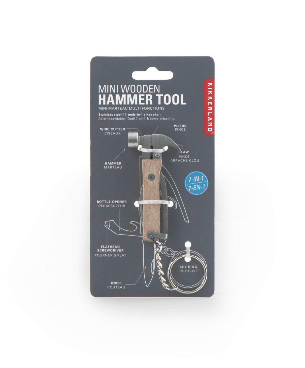 PRÍVESOK NA KĽÚČE - farba buka/strieborná, Konventionell, kov/drevo (13/3,5/2cm) - Kikkerland