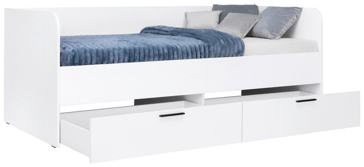 STAURAUMBETT 90/200 cm  in Weiß Hochglanz  - Weiß Hochglanz/Weiß, MODERN, Holzwerkstoff (90/200cm) - MID.YOU