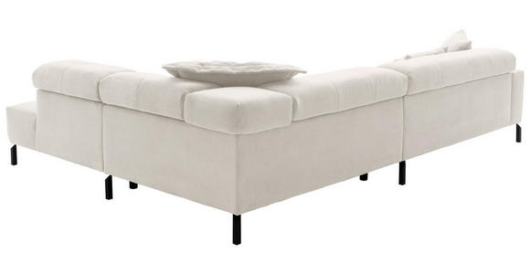 ECKSOFA Weiß Feincord  - Schwarz/Weiß, KONVENTIONELL, Textil/Metall (311/219cm) - Hom`in