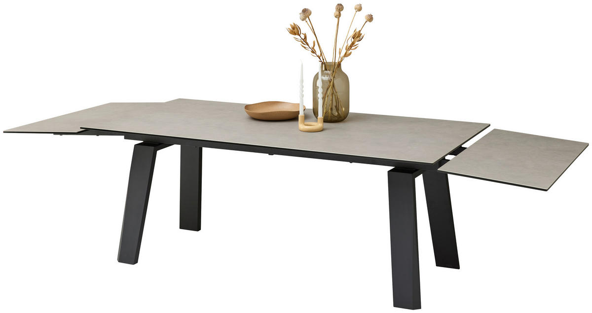 ESSTISCH in Metall, Glas, Keramik 200-300/100/76 cm  - Schwarz/Grau, Modern, Glas/Keramik (200-300/100/76cm) - Livetastic