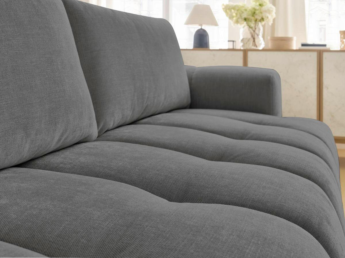 SCHLAFSOFA FUJI Leinenoptik Dunkelgrau  inkl.  - Dunkelgrau/Schwarz, MODERN, Kunststoff/Textil (251/113/88cm)