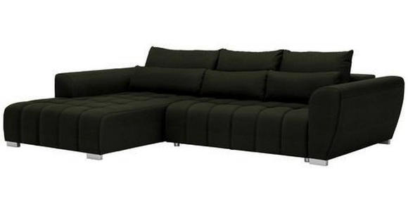 ECKSOFA in Webstoff Dunkelgrün  - Dunkelgrün/Silberfarben, MODERN, Kunststoff/Textil (218/304cm) - Carryhome