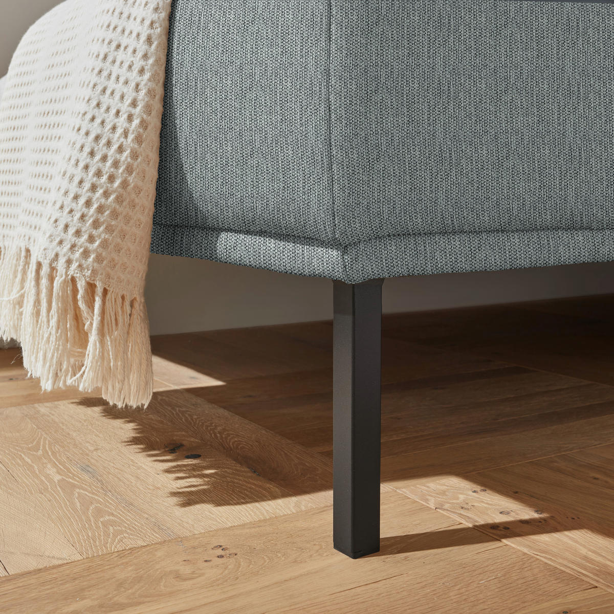 ECKSOFA Flachgewebe Grau  - Schwarz/Grau, Design, Textil/Metall (270/308cm) - Pure Home Lifestyle