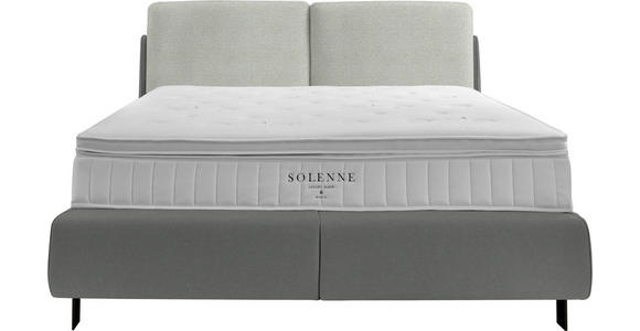 BOXSPRINGBETT 180/200 cm  in Grau, Hellgrau  - Hellgrau/Schwarz, Design, Textil/Metall (180/200cm) - Johann Jakob