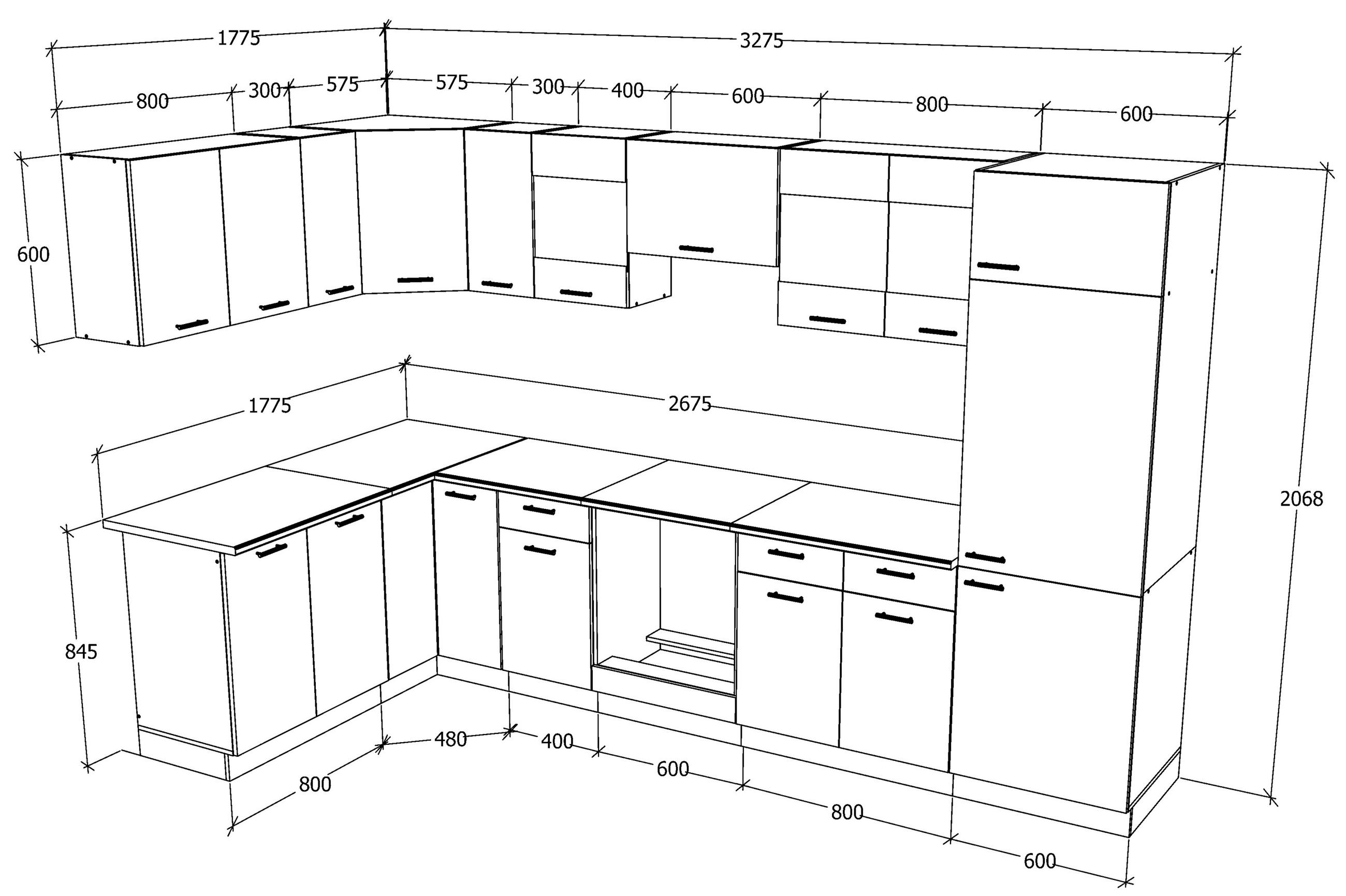 Thumbnail - Mid.you Eckküche, Anthrazit, Weiß, Metall, 3 Schublade(n) Schubladen, L-Form, nur wie online abgebildet bestellbar, 328x...