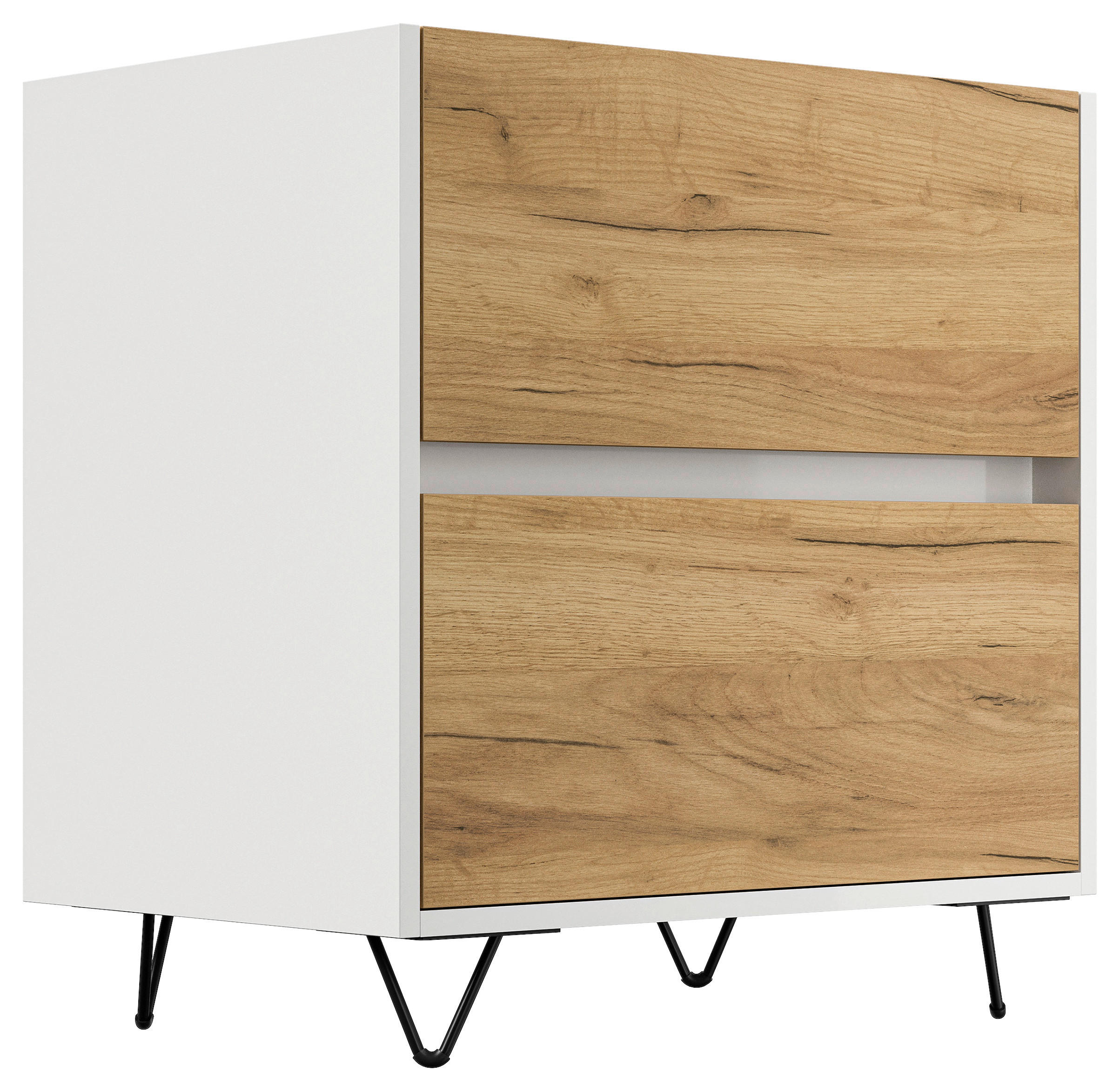 NACHTTISCH 61,2/65/42 cm  - Eichefarben/Schwarz, Basics, Holzwerkstoff/Metall (61,2/65/42cm) - MID.YOU