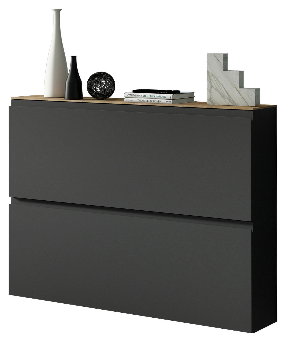 SCHUHKIPPER 110/82/22 cm  - Eichefarben/Anthrazit, Design, Holzwerkstoff (110/82/22cm) - Moderano