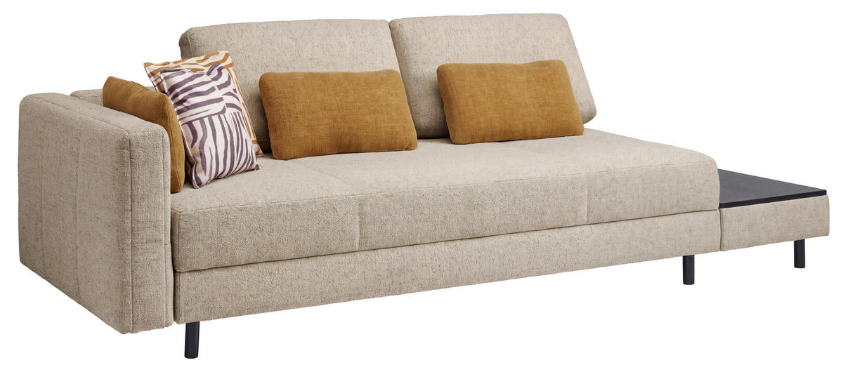 LIEGE  in Webstoff Creme  - Eiche dunkel/Creme, Design, Holz/Textil (217/92/107cm) - Joka