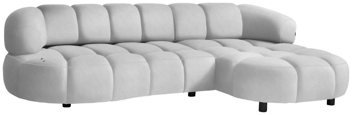 ECKSOFA in Webstoff Silberfarben  284/183 cm  - Silberfarben/Schwarz, Design, Holz/Textil (284/183cm) - Welnova
