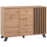 KOMMODE 118/85/40 cm  in Anthrazit, Eiche Artisan  - Anthrazit/Schwarz, Lifestyle, Holzwerkstoff/Metall (118/85/40cm) - MID.YOU