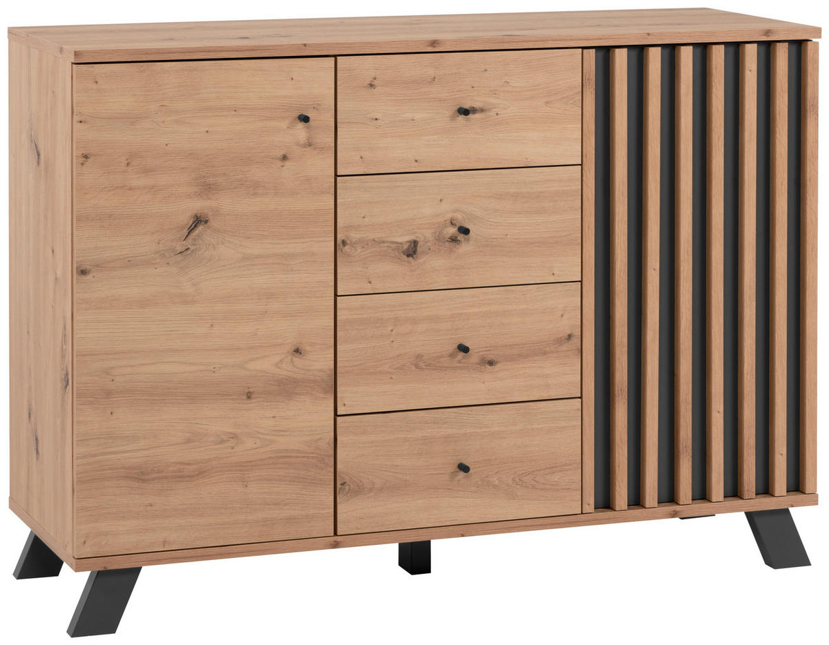 KOMMODE 118/85/40 cm  in Anthrazit, Eiche Artisan  - Anthrazit/Schwarz, Lifestyle, Holzwerkstoff/Metall (118/85/40cm) - MID.YOU