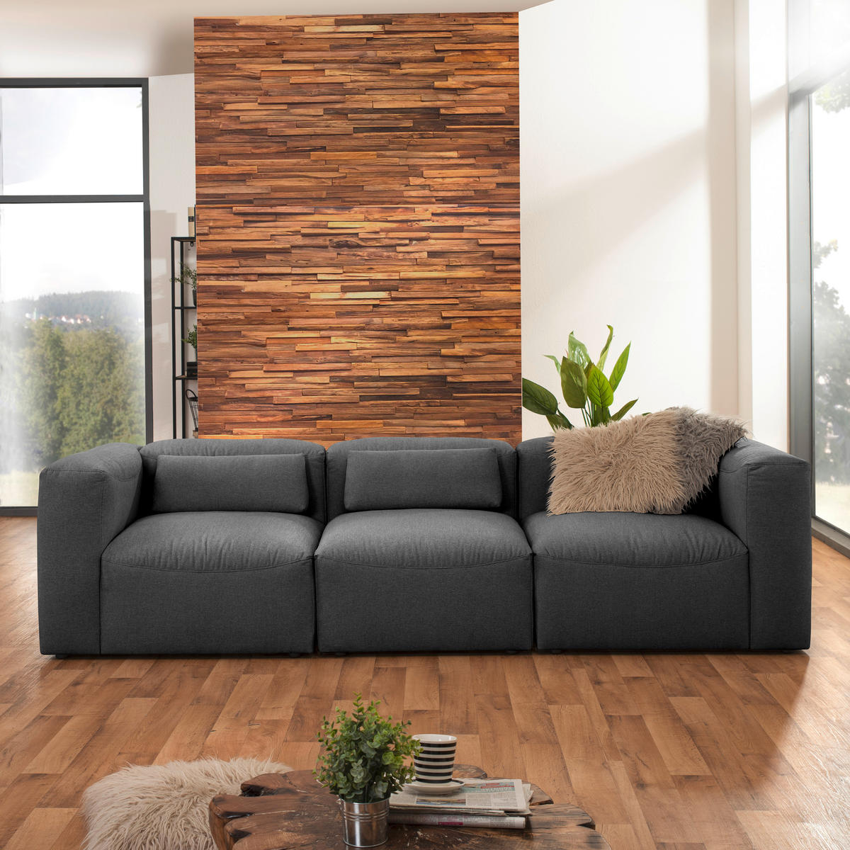 ECKELEMENT Flachgewebe  - Anthrazit, Design, Kunststoff/Textil (100/73/100cm) - Max Winzer