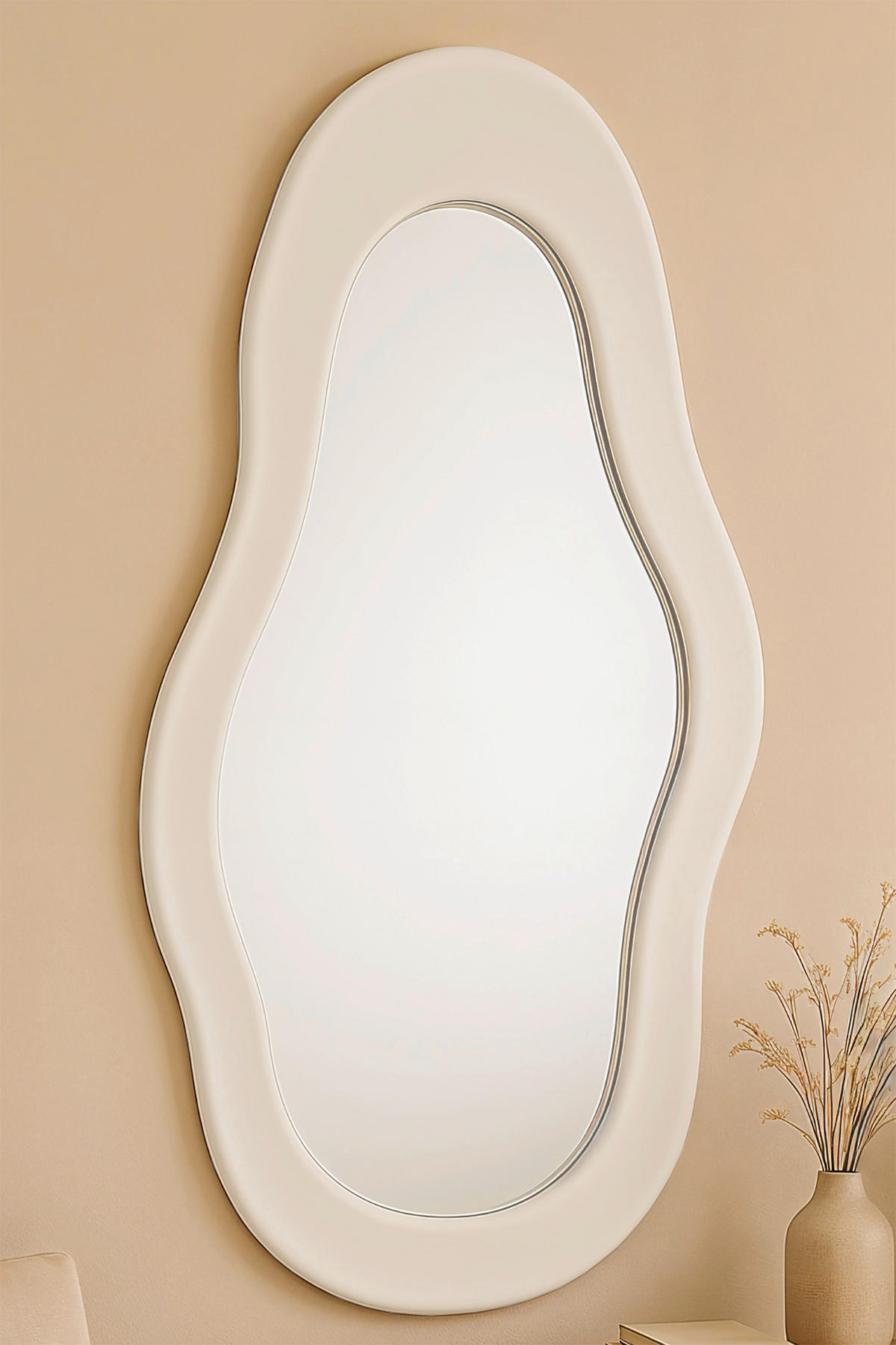 SPIEGEL 62/120/3 cm    in wellenförmig  - Weiß, Design, Glas/Holzwerkstoff (62/120/3cm) - MID.YOU