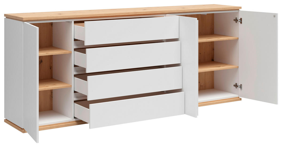 SIDEBOARD  230/81/42 cm 4 Schublade(n)  - Weiß/Eiche Artisan, MODERN, Holzwerkstoff (230/81/42cm) - Xora