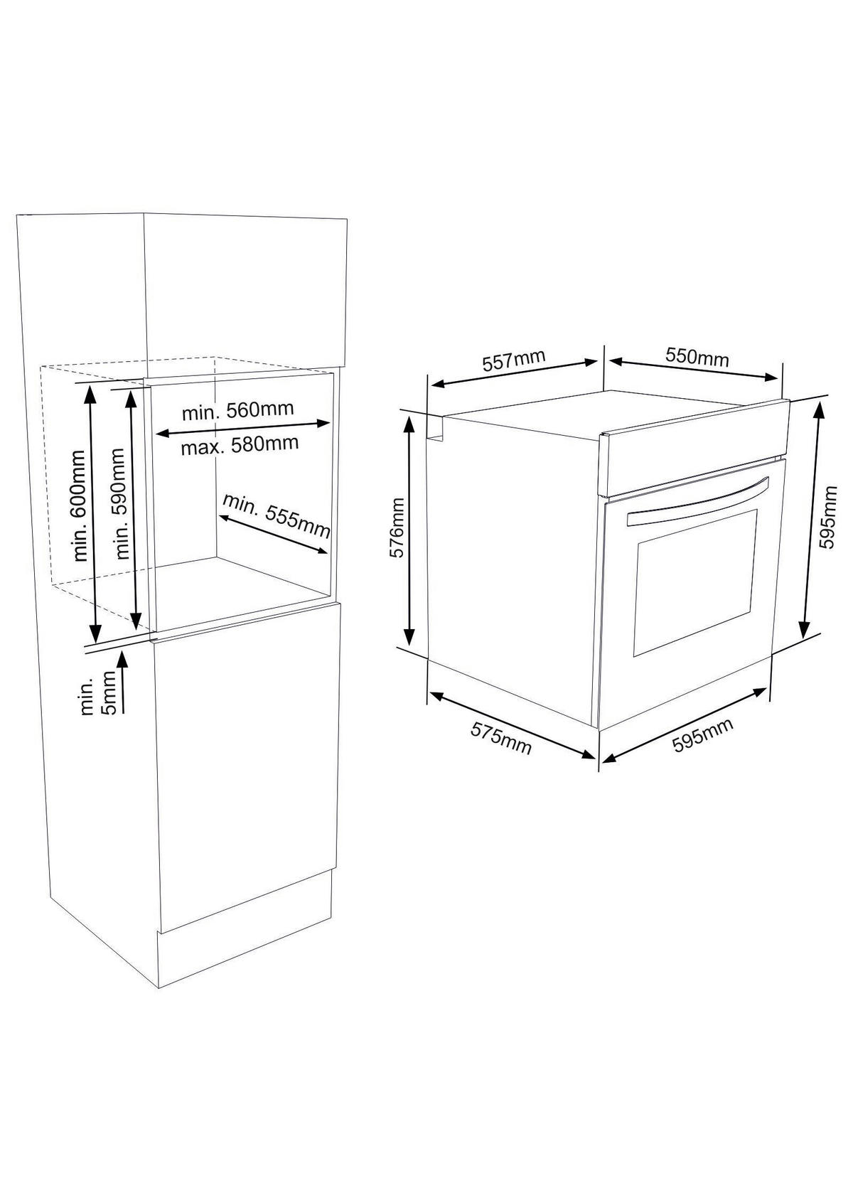 BACKOFEN VEB6  - Schwarz, Basics, Glas/Kunststoff (59,5/59,5/57,5cm) - Vestel
