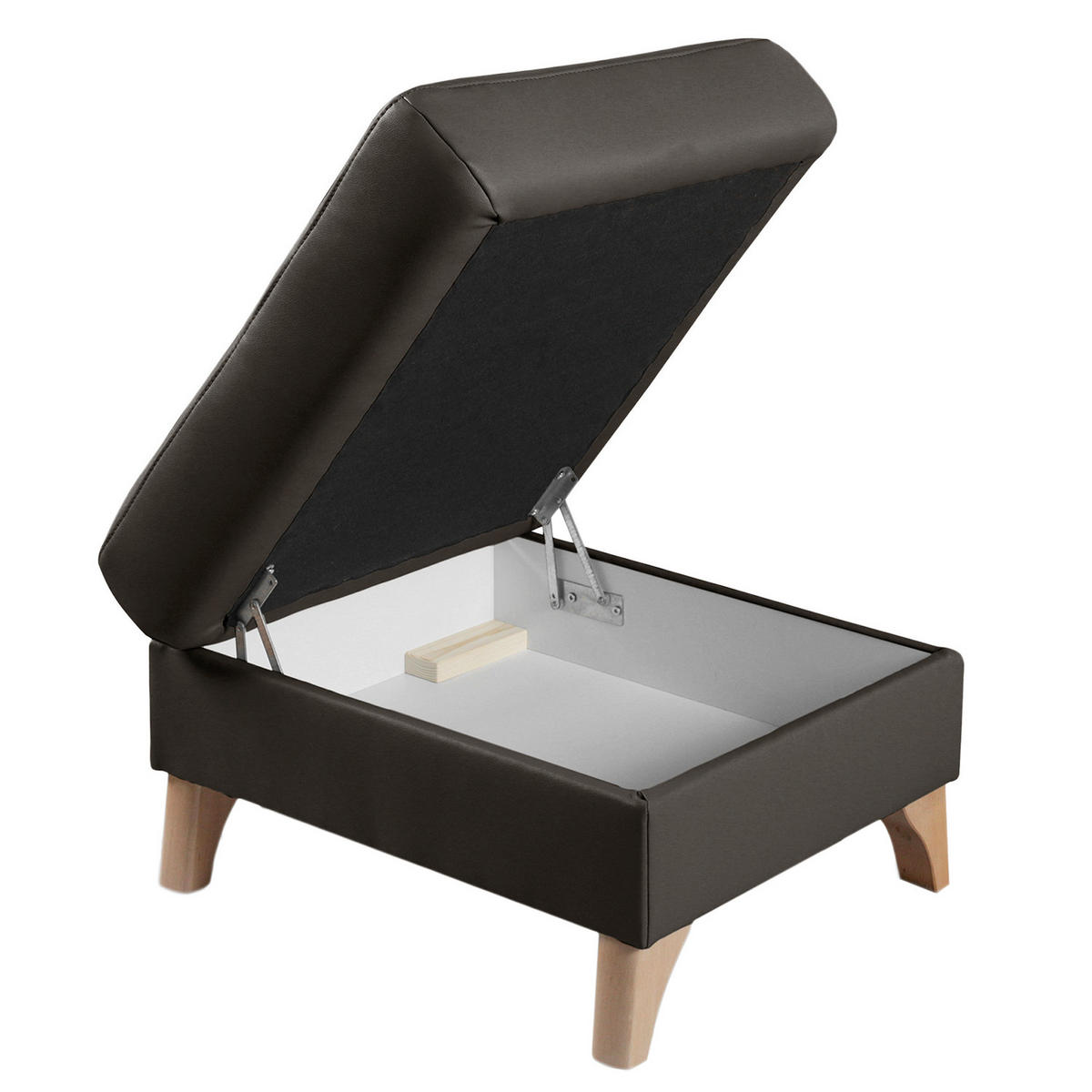 HOCKER in Textil, Leder Dunkelbraun  - Dunkelbraun/Buchefarben, Design, Leder/Holz (70/44/60cm) - Livetastic