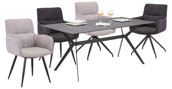 ESSTISCH in Metall, Keramik 180/90/75 cm   - Schwarz/Grau, Design, Keramik/Metall (180/90/75cm) - Hom`in