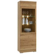 VITRINE Wildeiche teilmassiv Eichefarben, Nickelfarben - Eichefarben/Nickelfarben, KONVENTIONELL, Glas/Holz (68/206/40cm) - Voleo