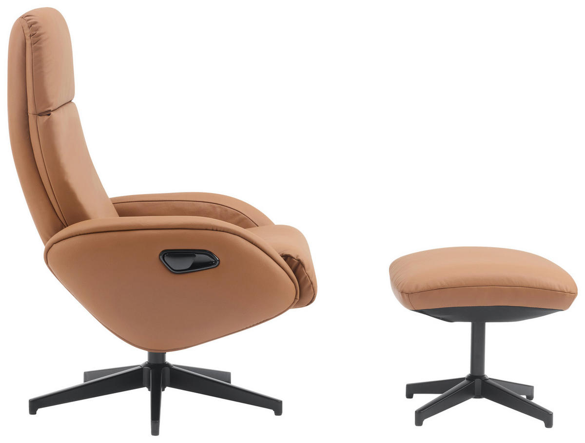 RELAXSESSELSET in Textil, Leder Braun  - Schwarz/Braun, Design, Leder/Textil (77/107/75cm) - Livetastic