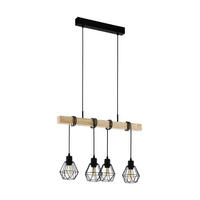 HÄNGLAMPA 70/20/110 cm  - brun/svart, Basics, metall/trä (70/20/110cm) - Eglo