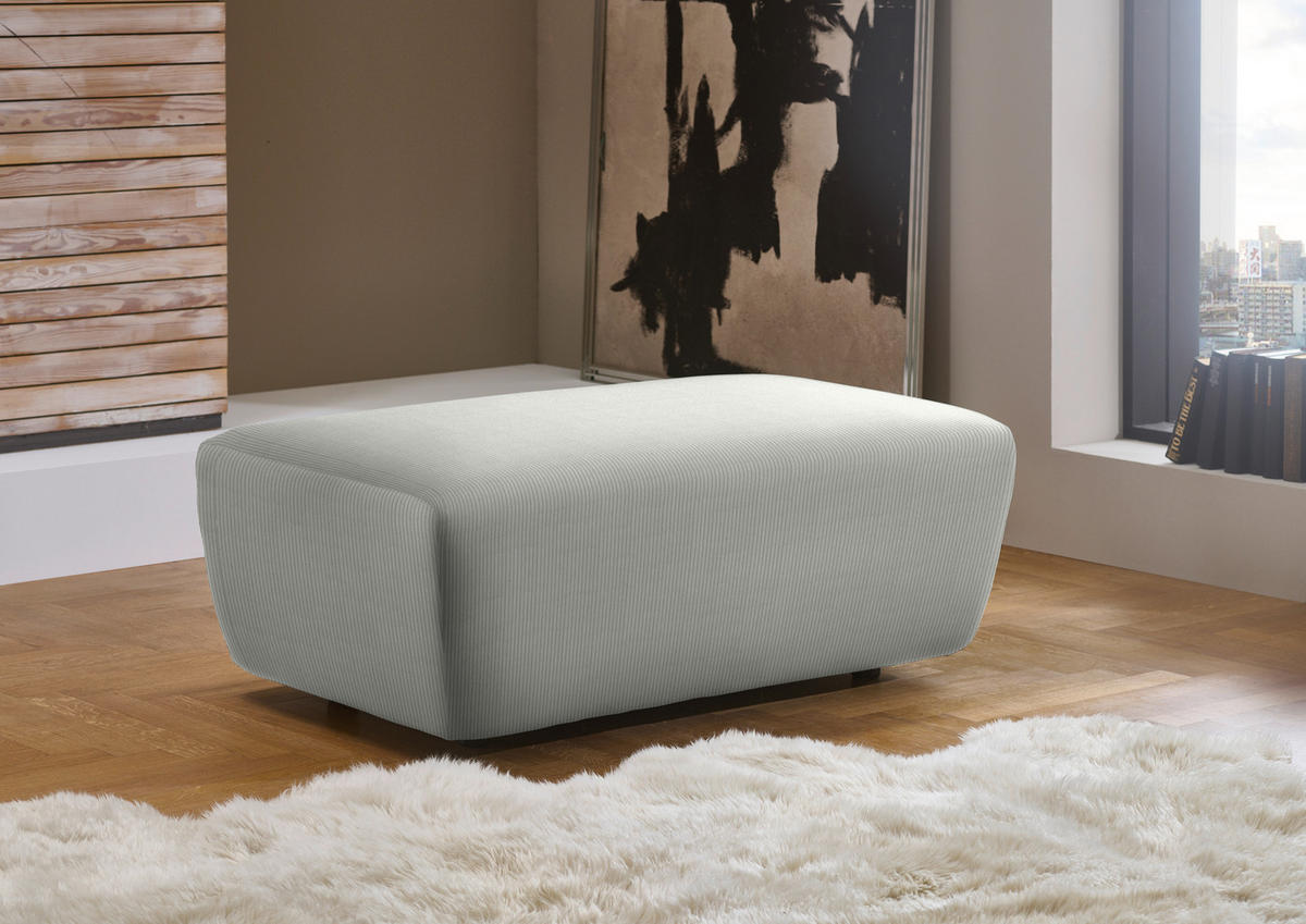 ECKSOFA  in Feincord Hellgrau  301/177 cm  - Hellgrau/Schwarz, Design, Kunststoff/Textil (301/177cm) - Beldomo Style