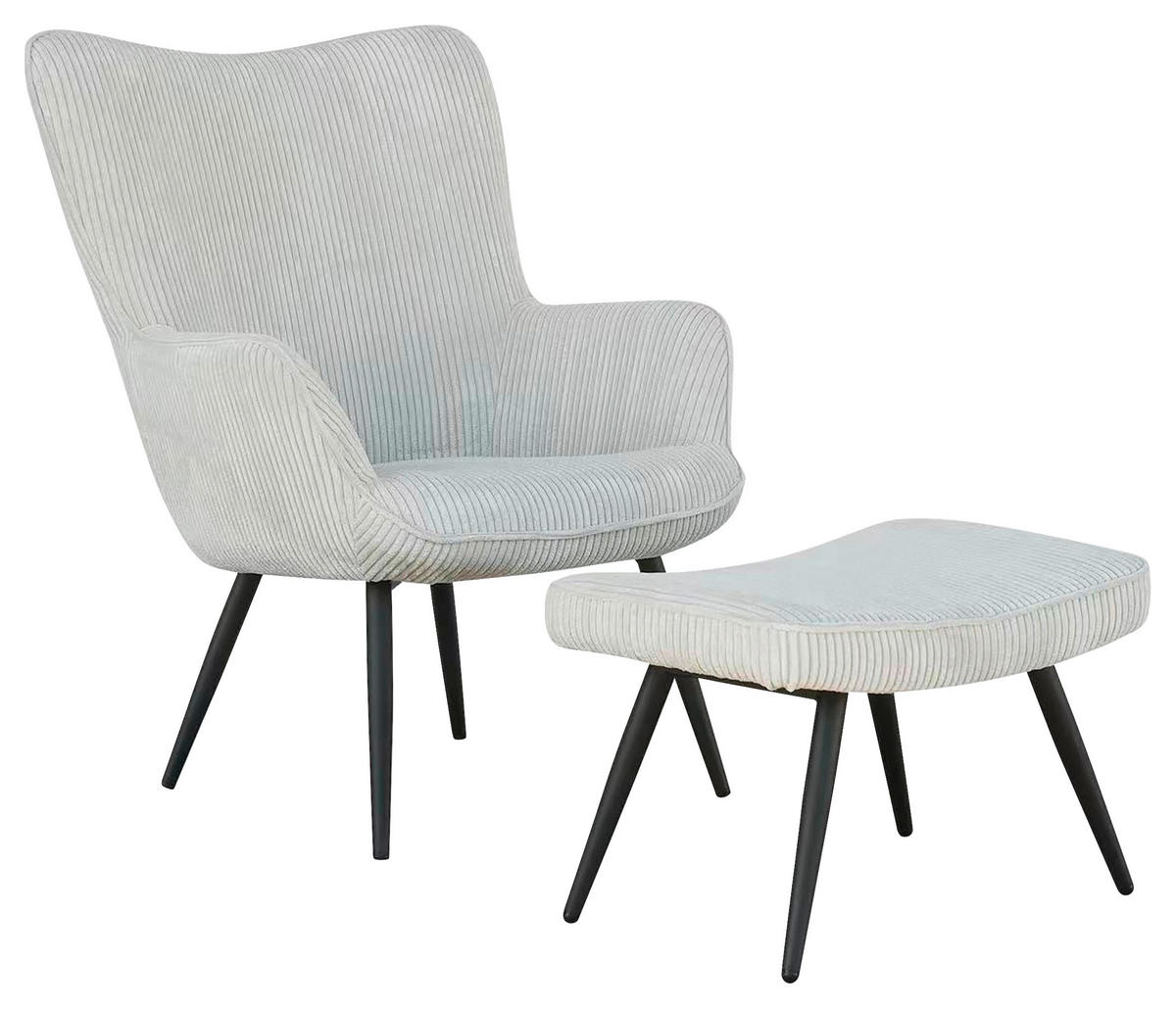 HOCKER Cord Elfenbein  - Elfenbein/Schwarz, Basics, Textil/Metall (60/39/41cm) - MID.YOU