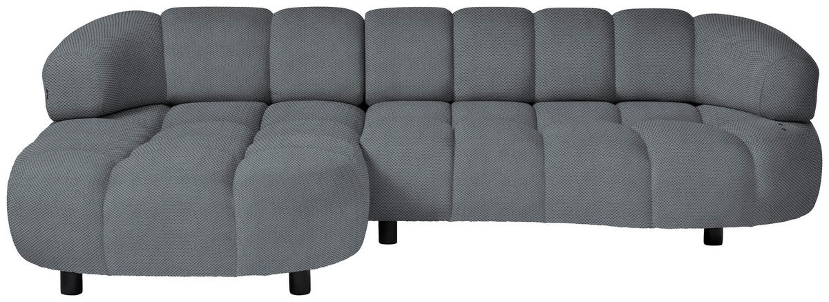 ECKSOFA Grau Webstoff  - Schwarz/Grau, Design, Holz/Textil (183/284cm) - Welnova
