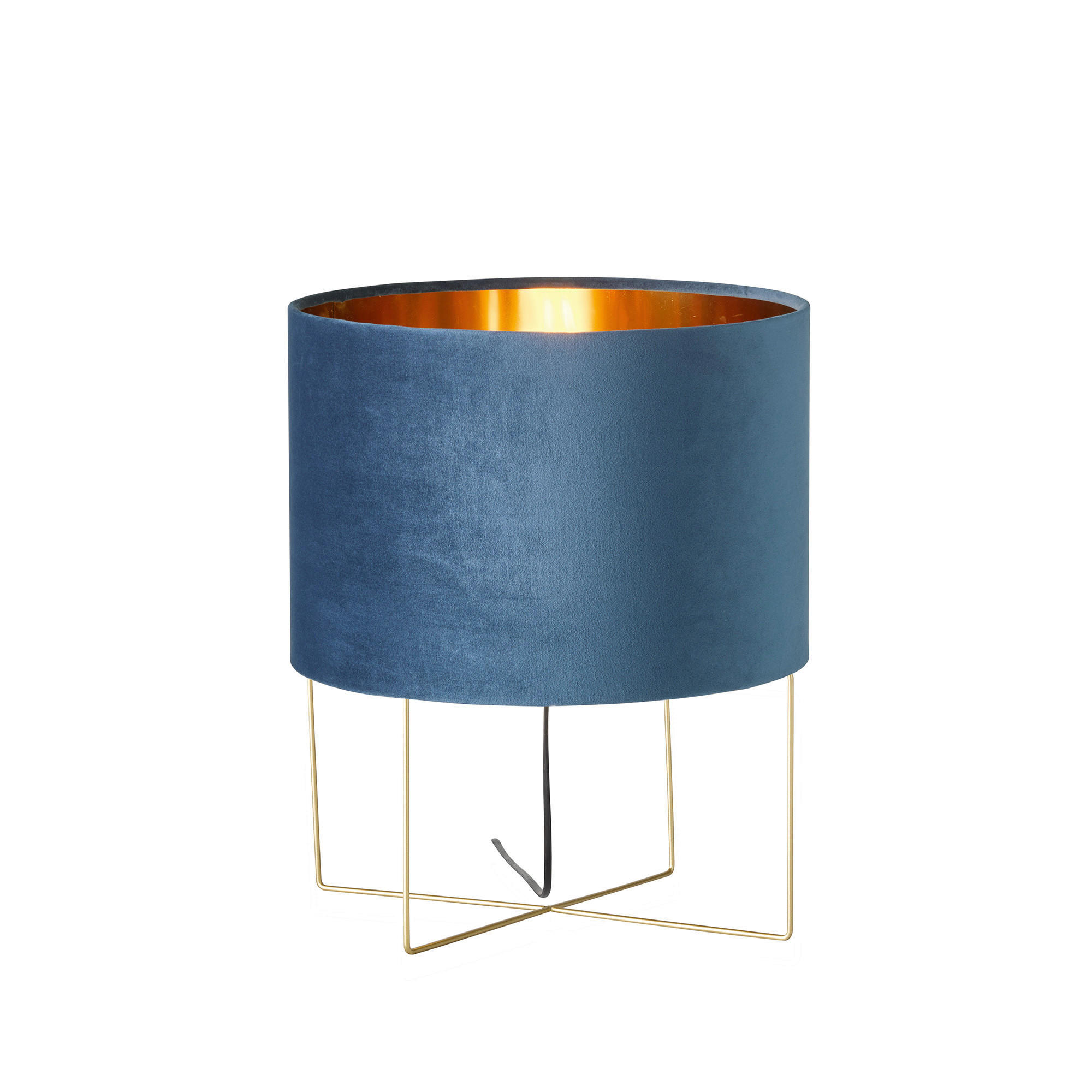 TISCHLEUCHTE Aura 35/43 cm   - Blau/Goldfarben, Trend, Textil/Metall (35/43cm) - Fischer & Honsel