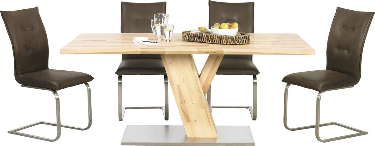 ESSTISCH Kernbuche massiv rechteckig Buchefarben  - Buchefarben, Natur, Holz/Metall (180/90/76cm) - Livetastic