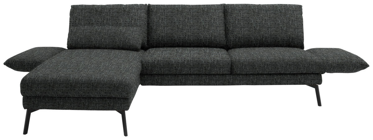 ECKSOFA in Flachgewebe Anthrazit  175/277 cm  - Anthrazit/Schwarz, Design, Textil/Metall (175/277cm) - Schöner Wohnen