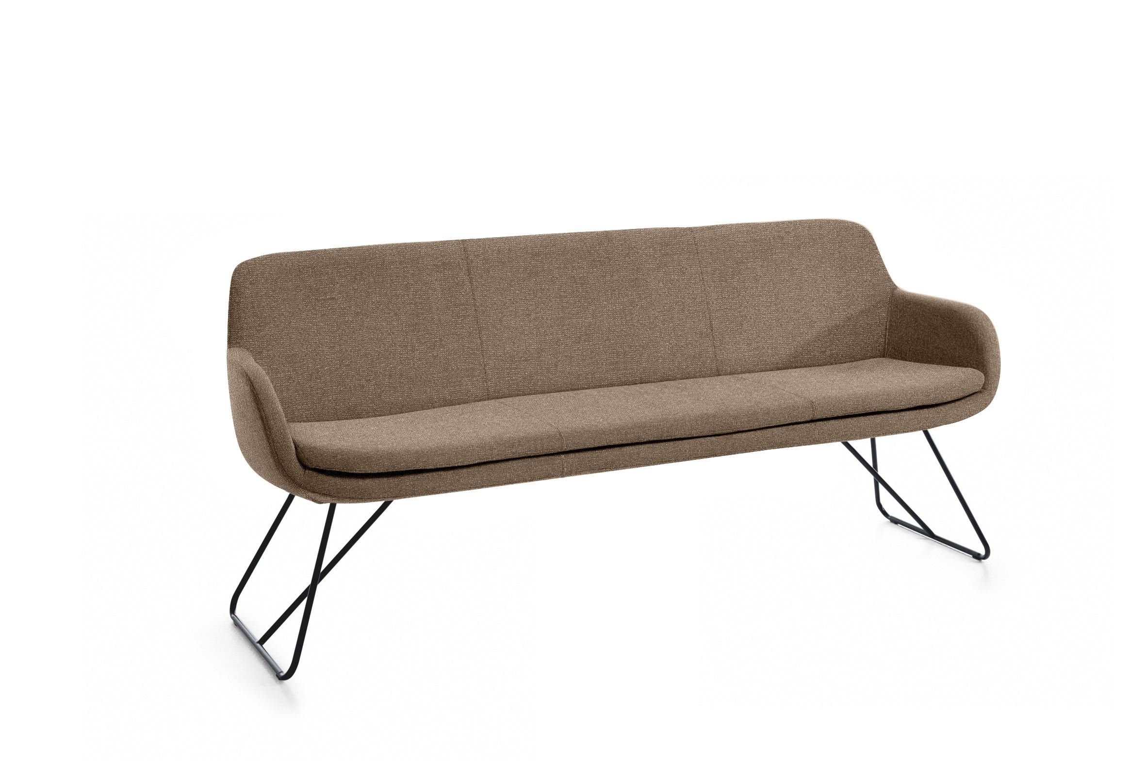 SITZBANK 180/87/65 cm Webstoff Hellbraun Metall  - Hellbraun/Schwarz, Design, Textil/Metall (180/87/65cm) - Musterring
