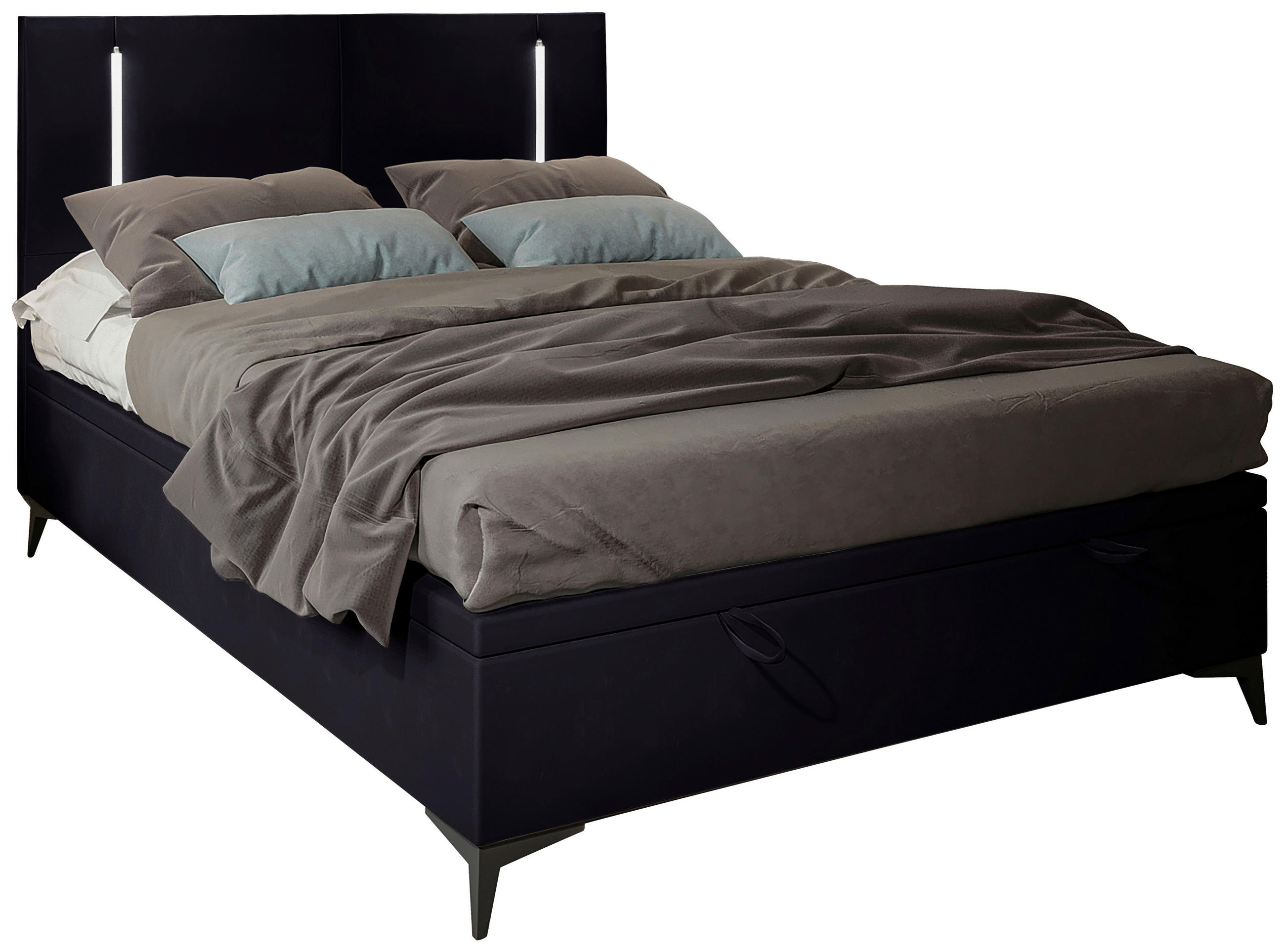 BOXBETT 140/200 cm  in Schwarz  - Schwarz, KONVENTIONELL, Textil/Metall (140/200cm) - Modante