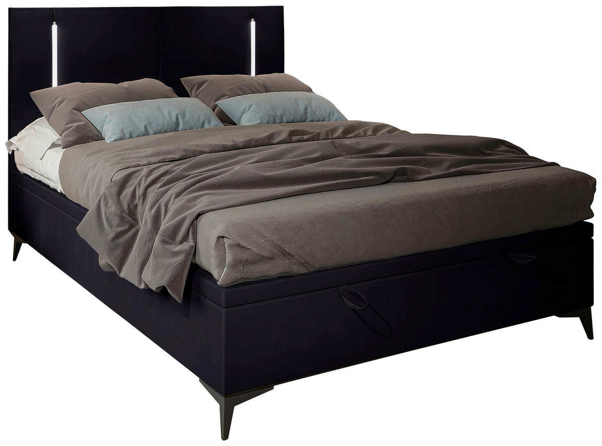 BOXBETT 140/200 cm  in Schwarz  - Schwarz, KONVENTIONELL, Textil/Metall (140/200cm) - Modante