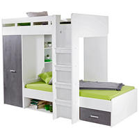 ETAGENBETT - Dunkelgrau/Weiß, KONVENTIONELL, Holzwerkstoff (90/200cm) - MID.YOU
