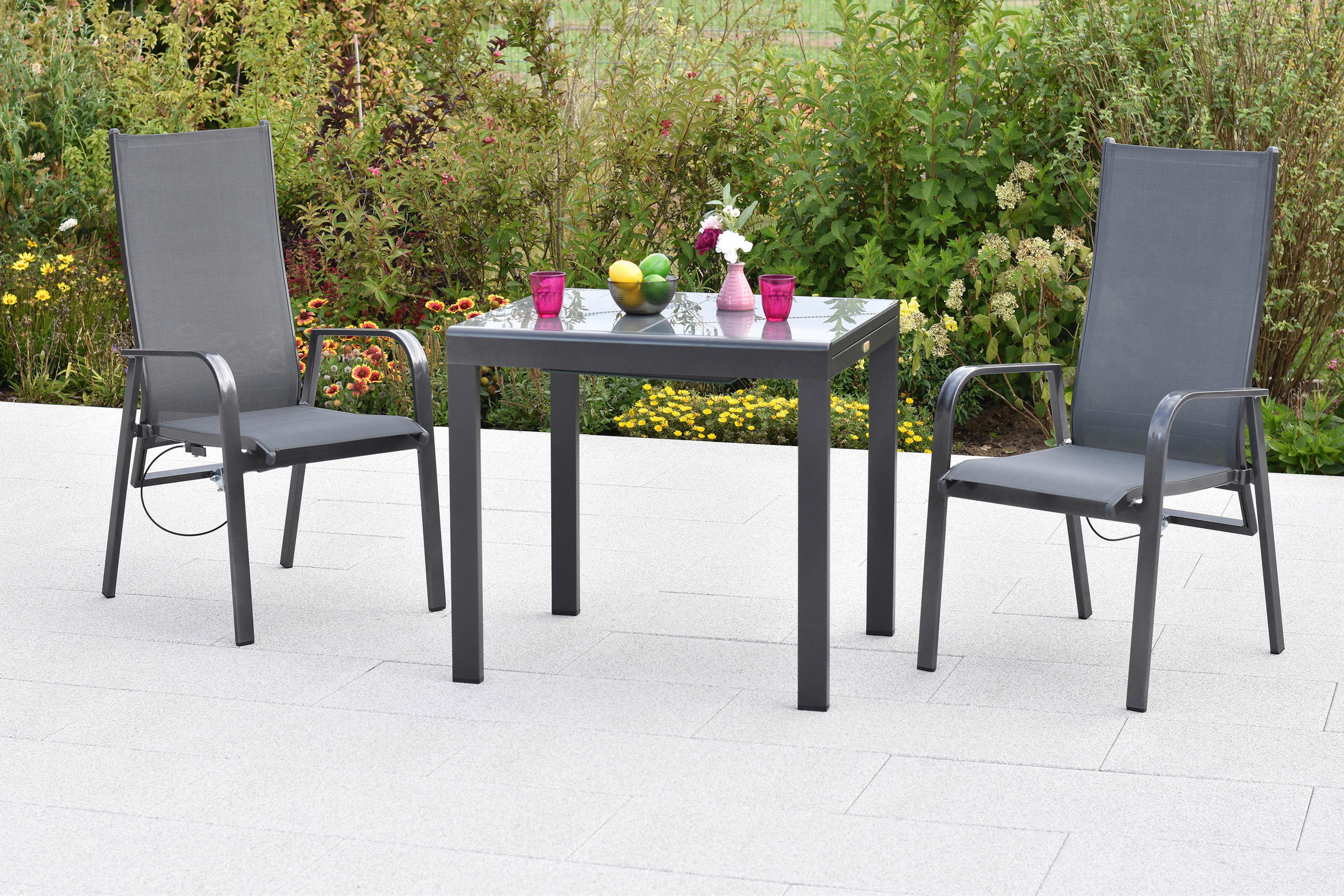 GARTENSESSEL Aluminium Graphitfarben, Grau  - Graphitfarben/Grau, MODERN, Textil/Metall (56/109,5/76cm) - Gardenson