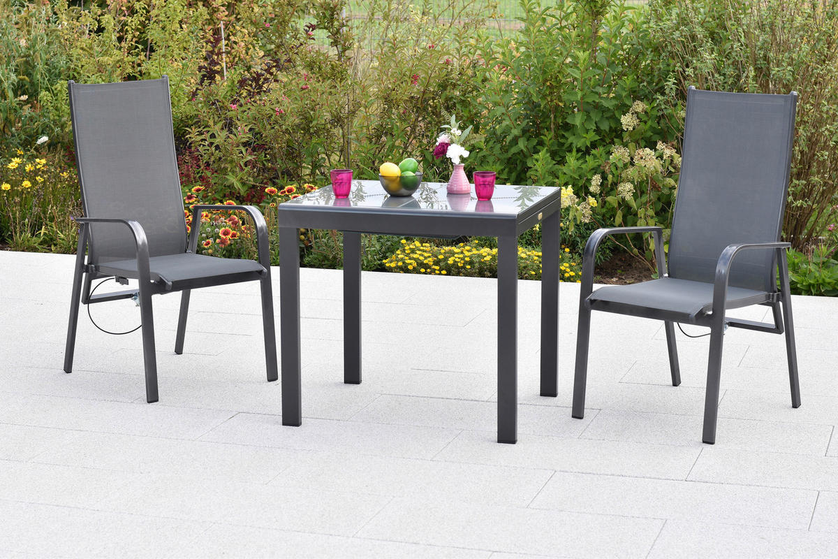 GARTENSESSEL Metall, Textil Graphitfarben, Grau  - Graphitfarben/Grau, MODERN, Textil/Metall (56/109,5/76cm) - Gardenson