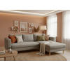 ECKSOFA Grau Cord  - Buchefarben/Grau, MODERN, Holz/Textil (232/161cm) - Trendmanufaktur