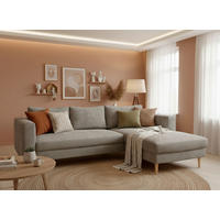 ECKSOFA  in Cord Grau  232/161 cm  - Buchefarben/Grau, MODERN, Holz/Textil (232/161cm) - Trendmanufaktur