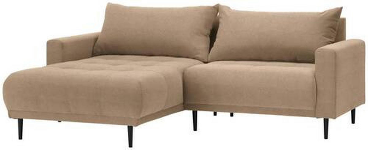 ECKSOFA in Flachgewebe Hellbraun  - Hellbraun/Schwarz, Design, Holz/Textil (160/215cm) - Stylife