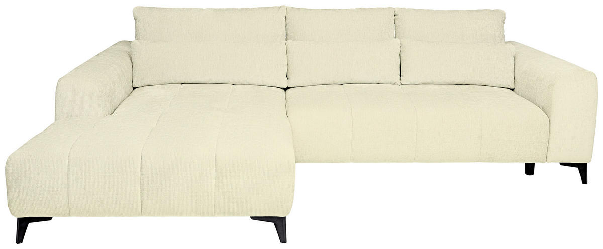 ECKSOFA  in Chenille Creme  222/279 cm  - Creme/Schwarz, KONVENTIONELL, Kunststoff/Textil (222/279cm) - Hom`in