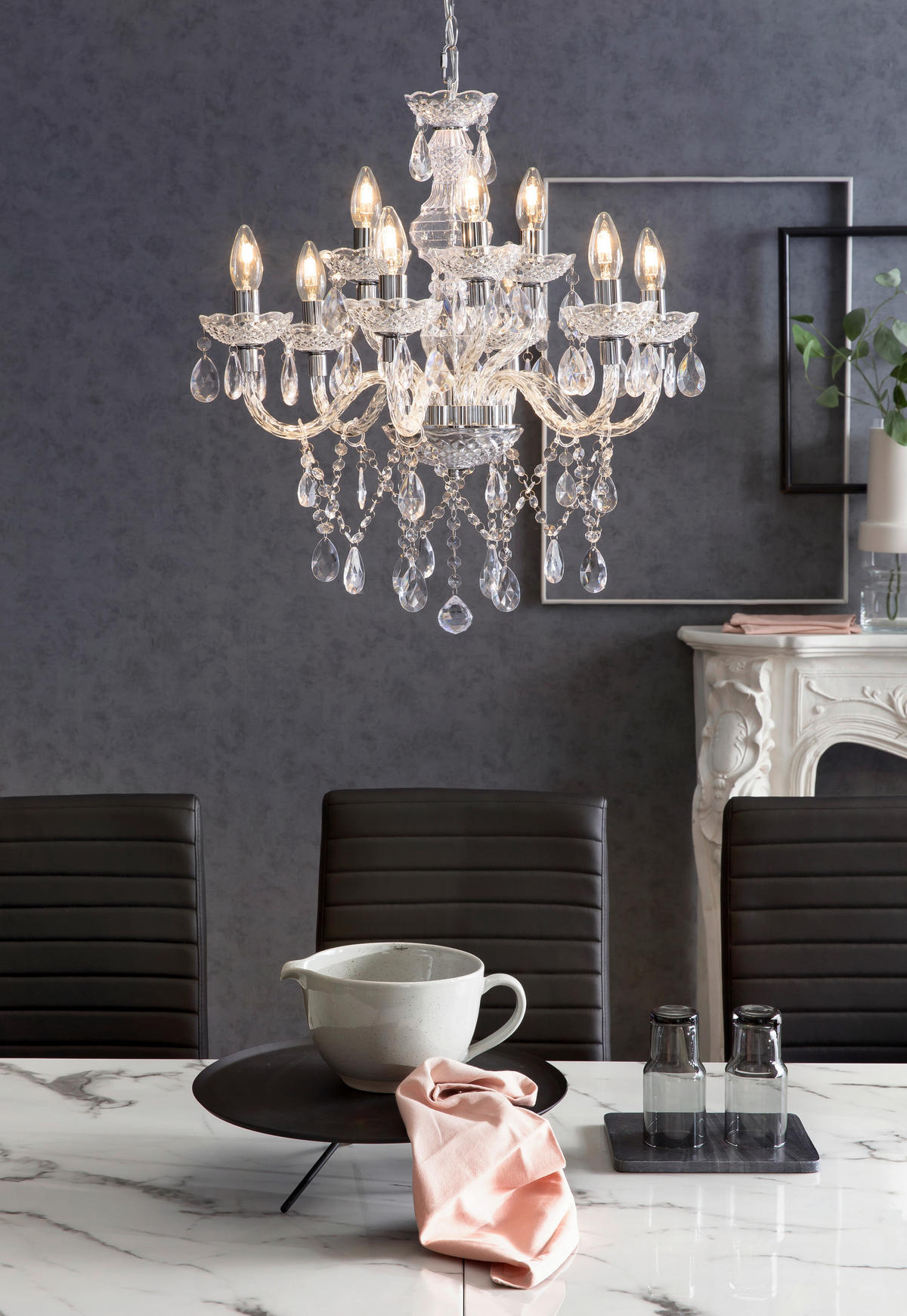 KRONLEUCHTER 53/120/63 cm   - Transparent, Design, Kunststoff/Metall (53/120/63cm) - P & B